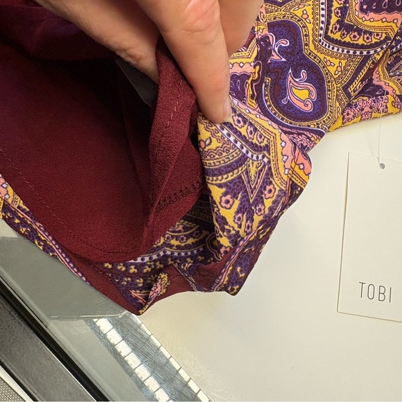 NWT Tobi Mauve and Gold Patterned Mini Dress 60's inspired vintage women's Small - Picture 10 of 12